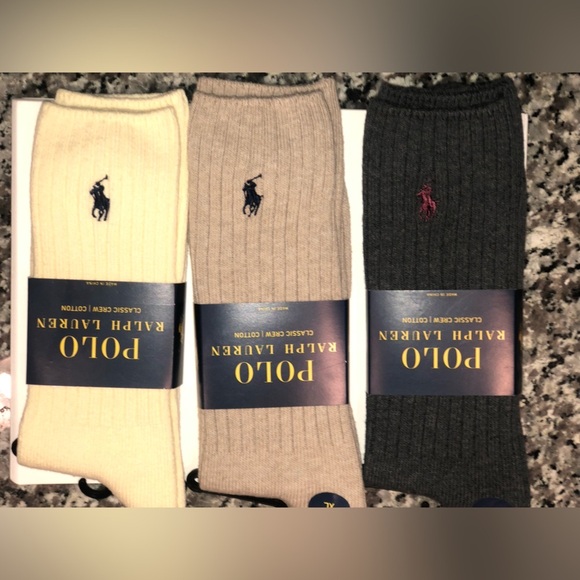 Polo Crew Socks NWT  Men XL in gray and Oat/ Wheat L in cream SOLD - Picture 5 of 5
